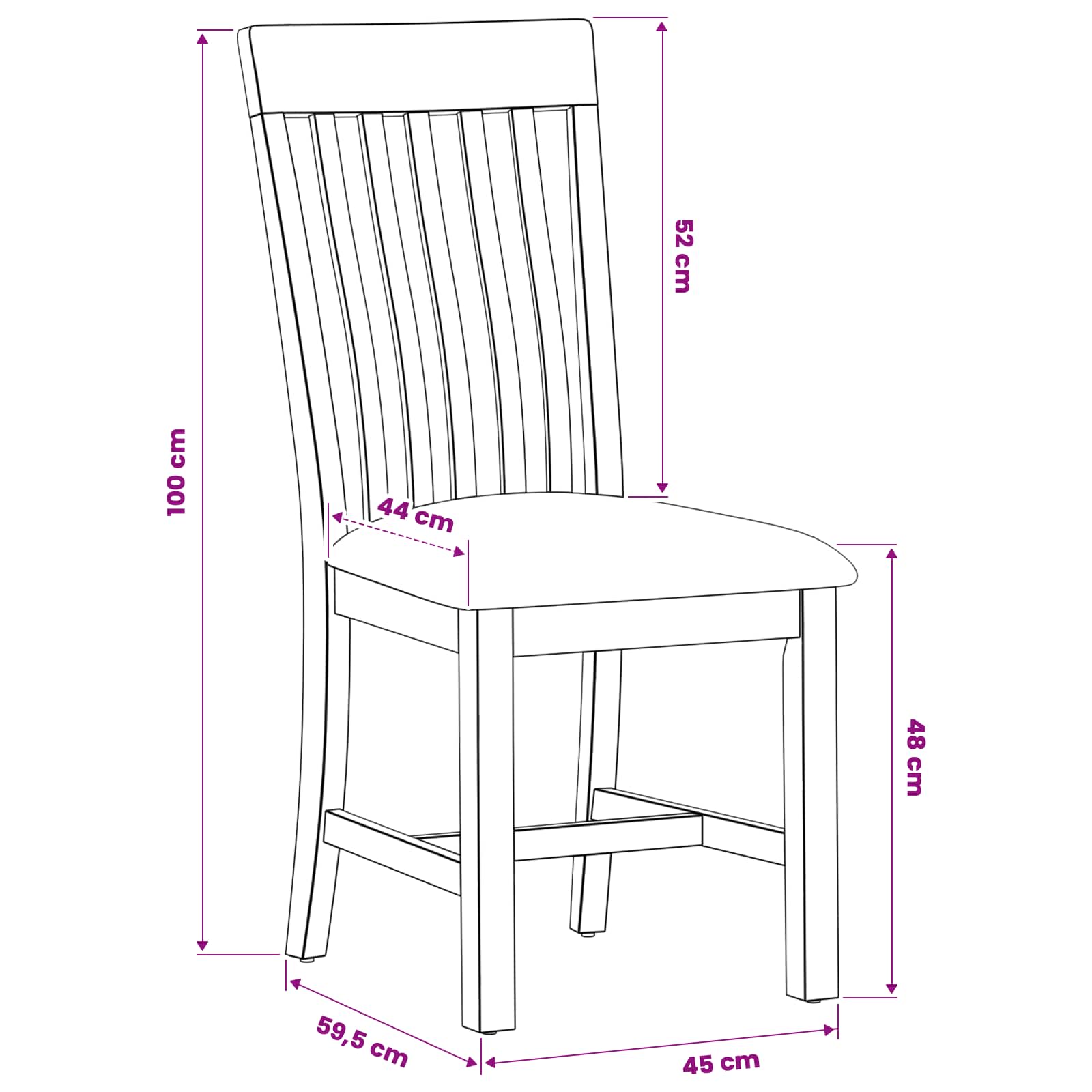 Spisestuestol 2 pcs Massivt Eg Træ Grå 45 x 59,5 x 100 cm