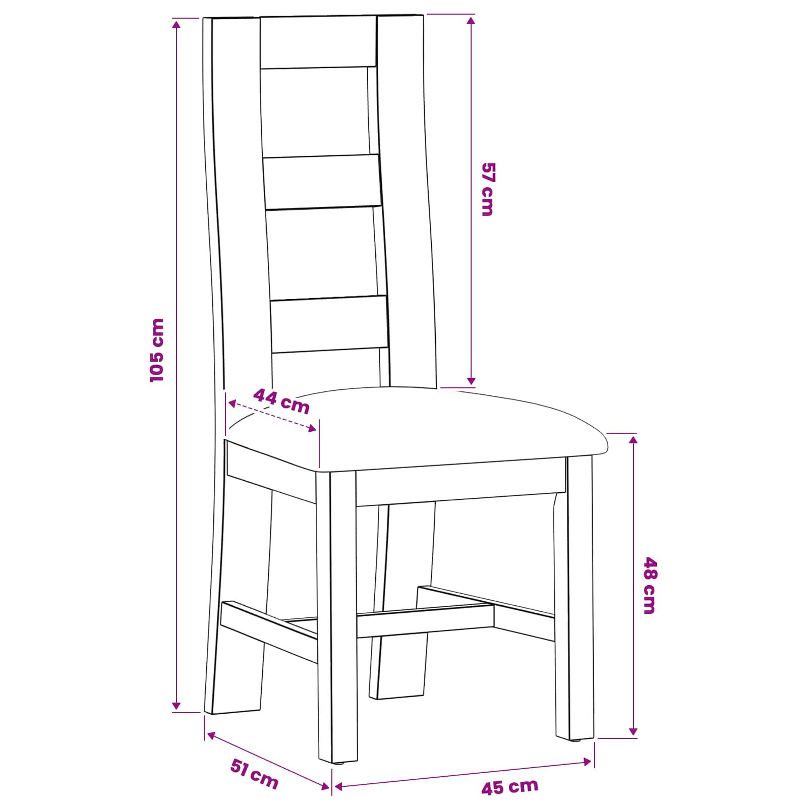 Spisestuestol 2 pcs Massivt Eg Træ Grå 45 x 51 x 105 cm