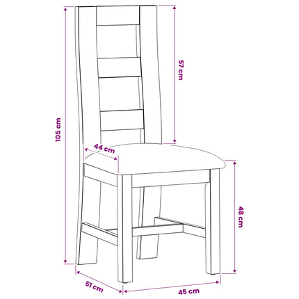 Spisestuestol 2 stk. Massivt Eg Træ Beige 45 x 51 x 105 cm