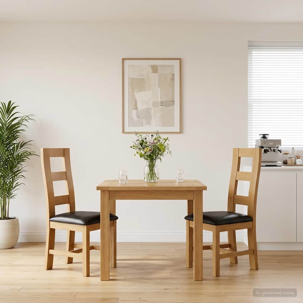 Spisestuestol 2 pcs Massivt Eg Træ Sort 45 x 51 x 105 cm
