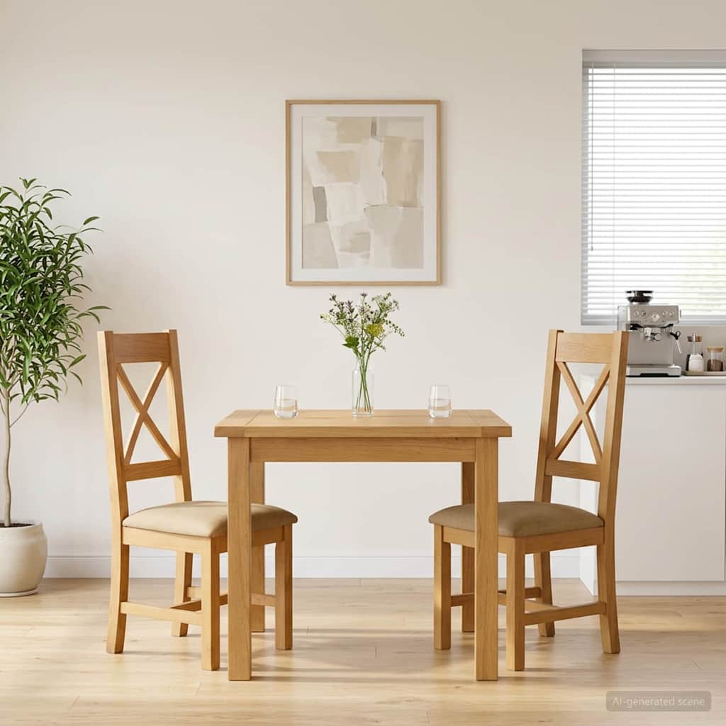 Spisestuestol 2 pcs Massivt Eg Træ Beige 45 x 54 x 105 cm