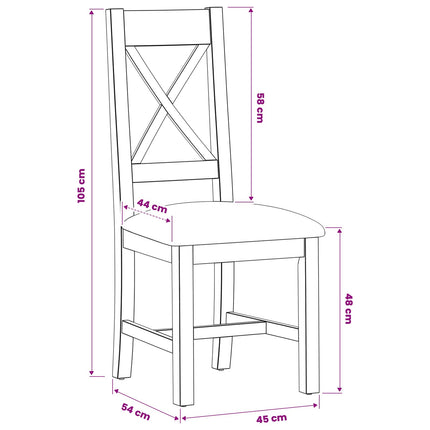 Spisestuestol 2 stk. Massivt Eg Træ Beige 45 x 54 x 105 cm