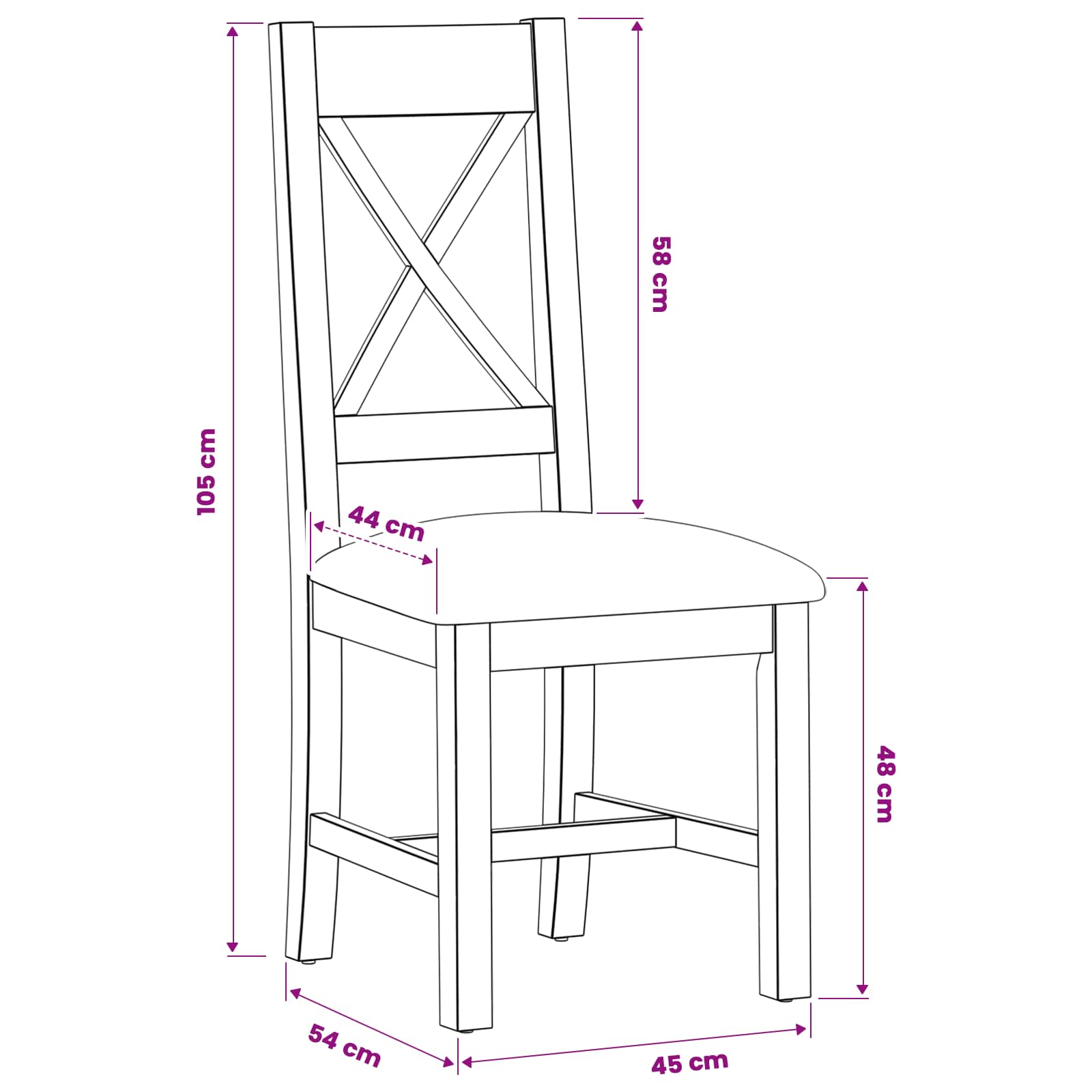 Spisestuestol 2 pcs Massivt Eg Træ Beige 45 x 54 x 105 cm