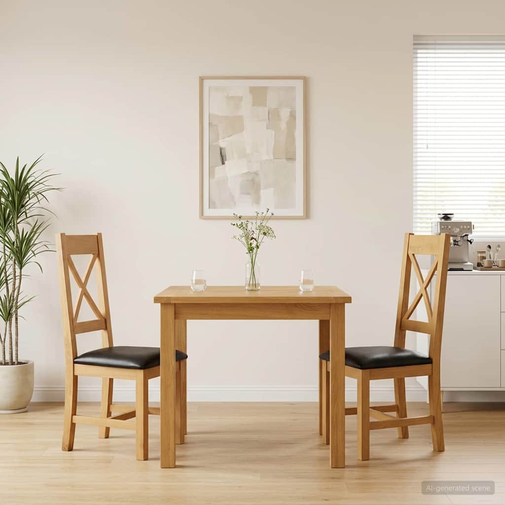 Spisestuestol 2 pcs Massivt Eg Træ Sort 45 x 54 x 105 cm