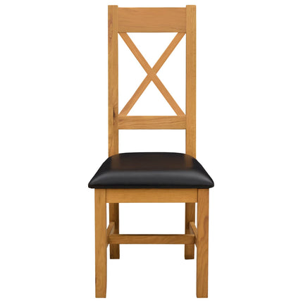 Spisestuestol 2 stk. Massivt Eg Træ Sort 45 x 54 x 105 cm