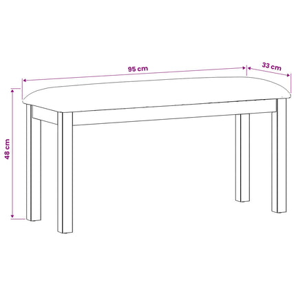 Spisebænk 95 x 32 x 45 cm Massivt Eg Træ Grå