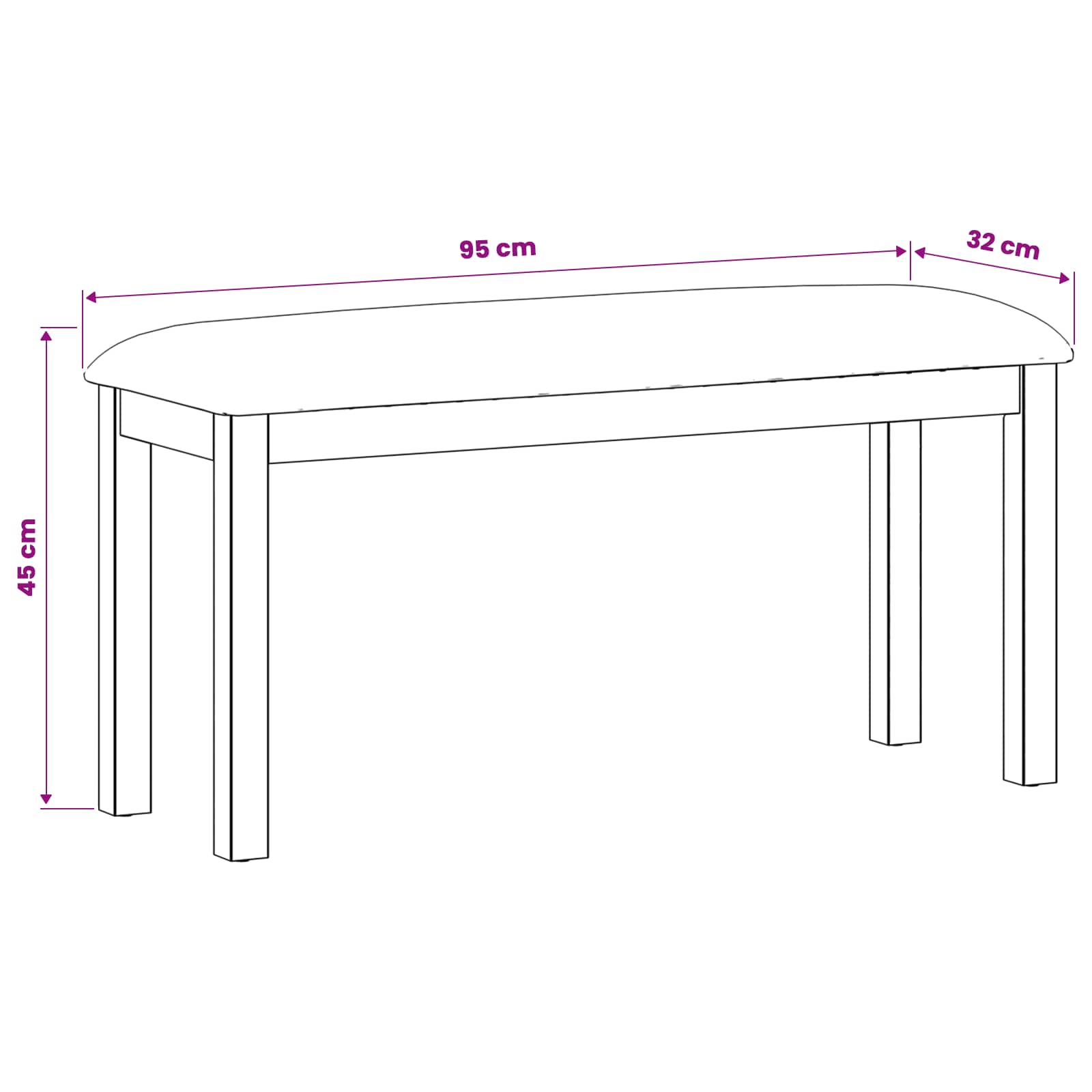 Spisebænk 95 x 32 x 45 cm Massivt Eg Træ Beige