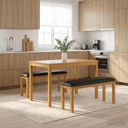 Spisebænk 95 x 32 x 45 cm Massivt Eg Træ Sort
