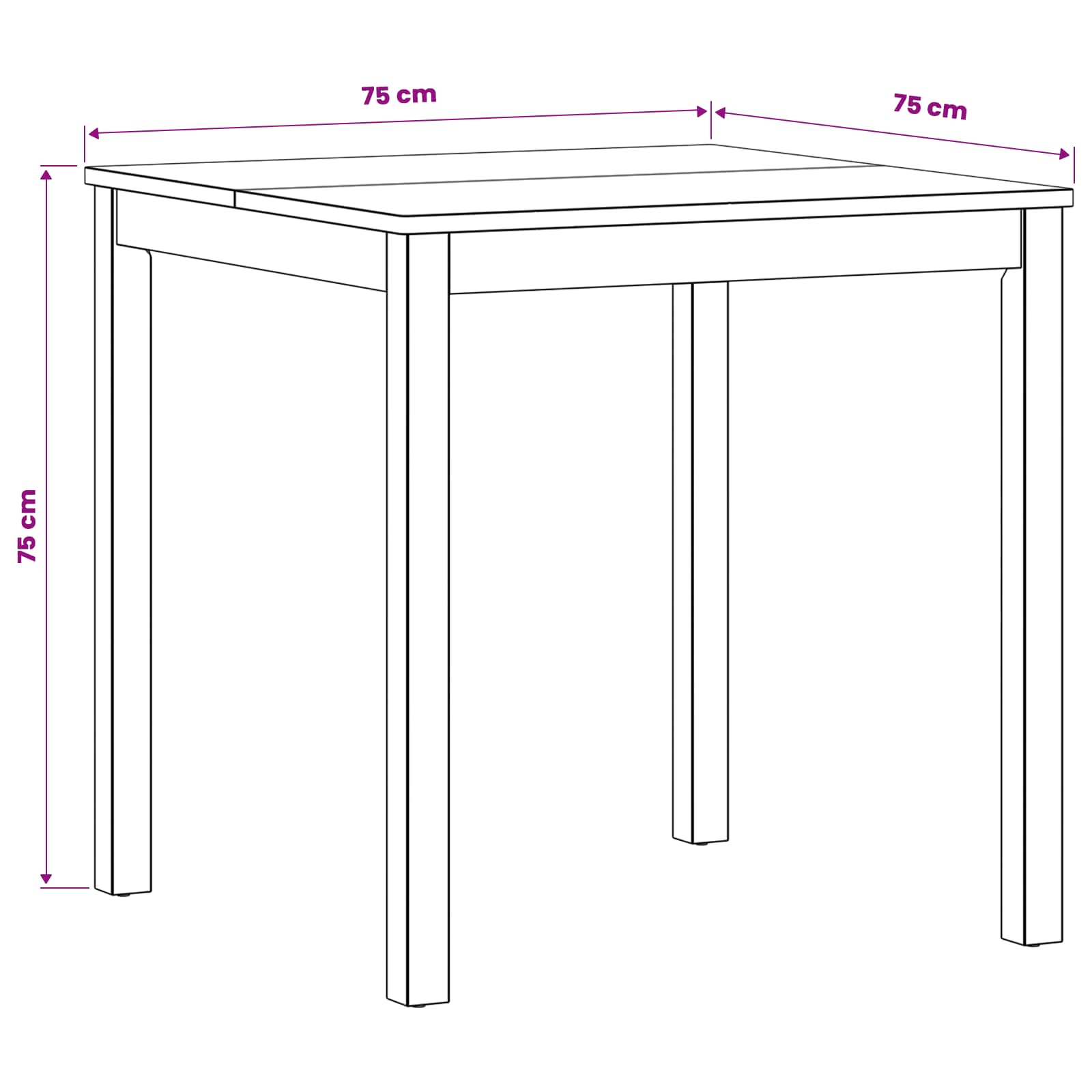 Spisebord 75 x 75 x 75,5 cm Massivt Eg Træ Naturfarvet