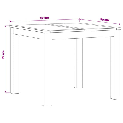 Spisebord 90 x 90 x 75 cm Massivt Eg Træ Naturfarvet Firkantet