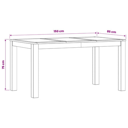 Spisebord 150 x 85 x 75 cm Massivt Eg Træ Naturfarvet