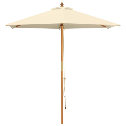 Udendørs spisebordssæt med parasol 6 stk. Cremehvid og naturlig