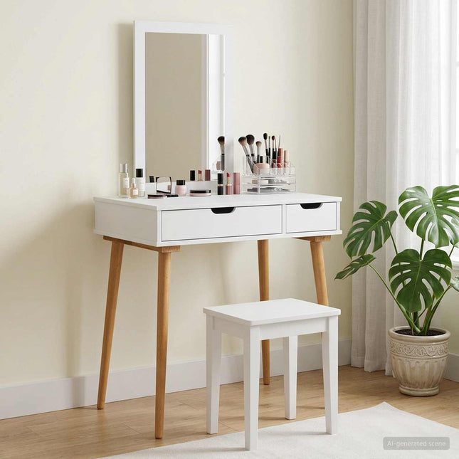 Makeupbord Sæt FAUSKE 2 stk. Hvid 76 x 50 x 143 cm