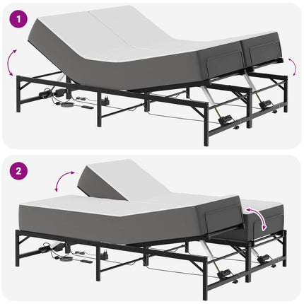 Elektrisk Justerbar Sengetramme Sort 137 x 190 cm Stål