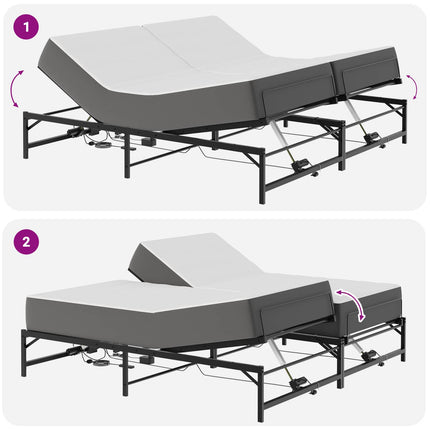 Elektrisk Justerbar Sengetramme Sort 200 x 200 cm Stål