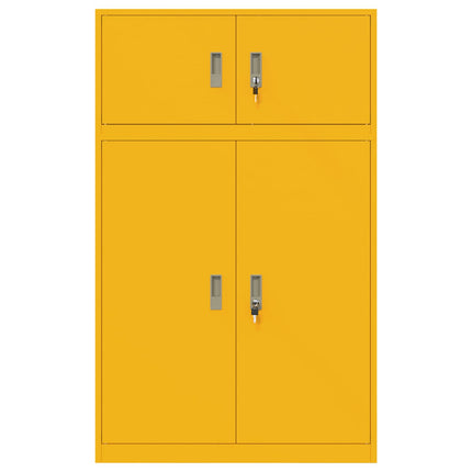 Opbevaringsskab 2 stk. Sennepsgul 90 x 40 x 145 cm Stål Låses
