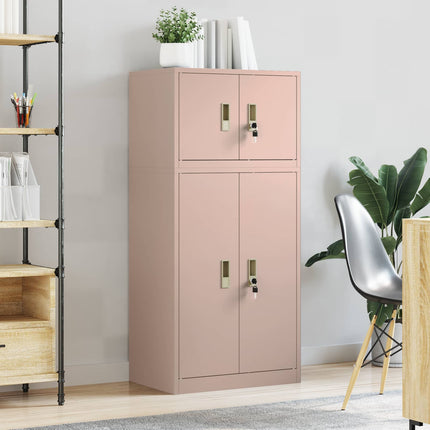 Opbevaringsskab 2 stk. Lyserød 60 x 40 x 130 cm Stål Låses