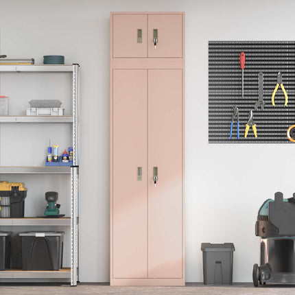 Opbevaringsskab 2 stk. Lyserød 60 x 40 x 220 cm Stål Låses