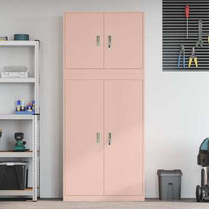 Opbevaringsskab 2 stk. Lyserød 90 x 40 x 210 cm Stål Låses