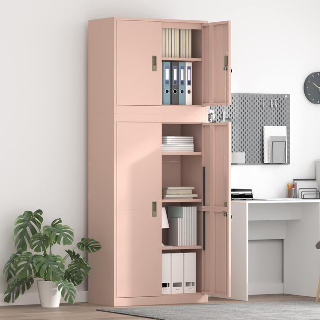 Opbevaringsskab 2 stk. Lyserød 80 x 40 x 210 cm Stål Låses