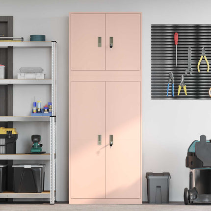 Opbevaringsskab 2 stk. Lyserød 80 x 40 x 210 cm Stål Låses