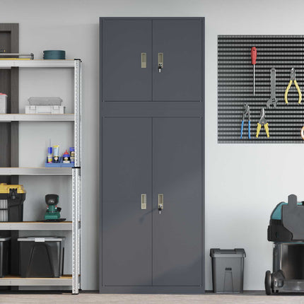 Opbevaringsskab 2 stk. Antracit 80 x 40 x 210 cm Stål Låses