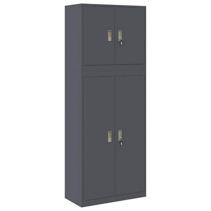 Opbevaringsskab 2 stk. Antracit 80 x 40 x 210 cm Stål Låses