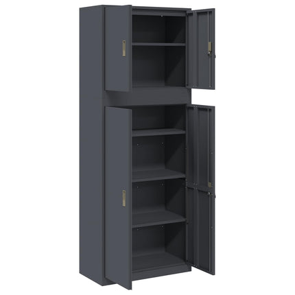 Opbevaringsskab 2 stk. Antracit 80 x 40 x 210 cm Stål Låses