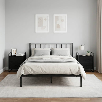 Hængende Natbord 2 stk. Sort eg 40 x 30 x 50 cm Konstrueret træ
