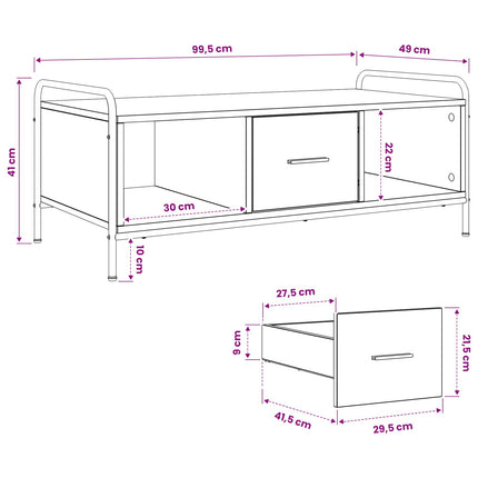 Sofabord Røget eg 99,5 x 49 x 41 cm Konstrueret træ