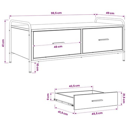 Sofabord Sort eg 99,5 x 49 x 41 cm Konstrueret træ