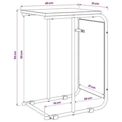 Sidebord Sort eg 40 x 31 x 55 cm Konstrueret træ