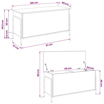 Opbevaringskasse Sonoma-eg 80 x 40 x 49,5 cm Konstrueret træ