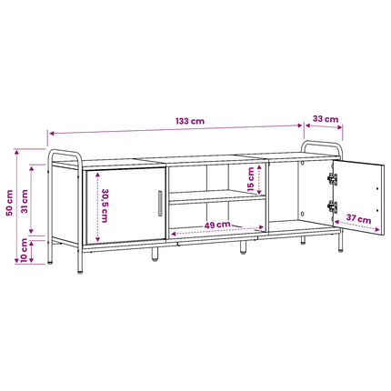 TV-skab 133 x 33 x 50 cm Gammelt træ Konstrueret træ