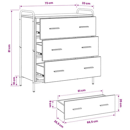 Sideboard Grå Sonoma 97 x 33 x 81 cm Konstrueret træ