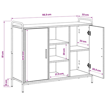 Sideboard Sort eg 97 x 33 x 81 cm Konstrueret træ