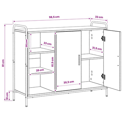 Sideboard Gammelt træ 97 x 33 x 81 cm Konstrueret træ