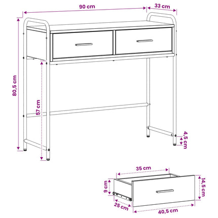 Konsolbord Sort eg 90 x 33 x 80,5 cm Konstrueret træ
