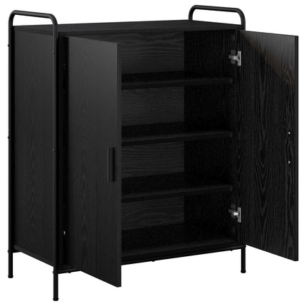 Sko skab 76 x 36,5 x 93 cm Konstrueret træ Sort eg