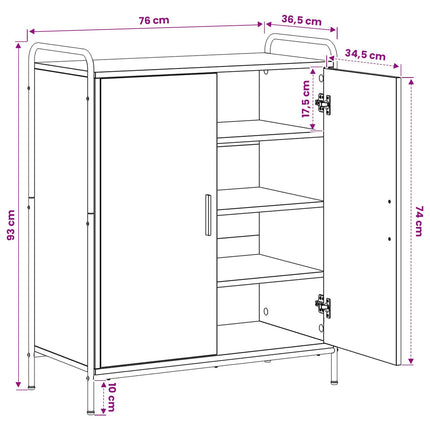 Sko skab 76 x 36,5 x 93 cm Konstrueret træ Sort eg