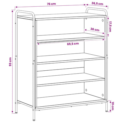 Sko skab 76 x 36,5 x 93 cm Konstrueret træ Artisan-eg