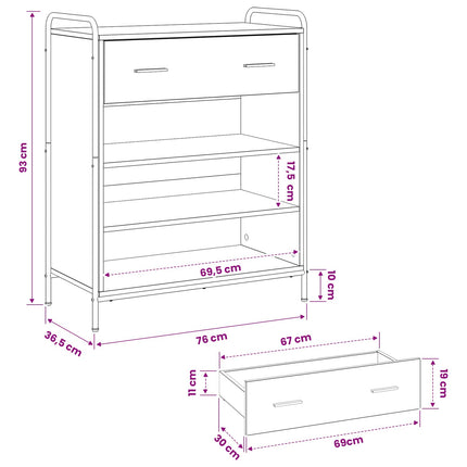 Sko skab 76 x 36,5 x 93 cm Konstrueret træ Sonoma-eg