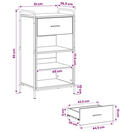 Sko skab 51 x 36,5 x 93 cm Konstrueret træ Artisan-eg