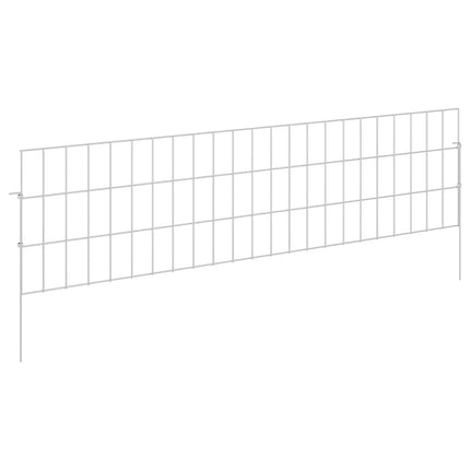 Havehegn med pæle 24 stk. 115 x 30 cm Galvaniseret stål Sølv
