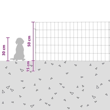 Havehegn med pæle 12 pcs 115 x 50 cm Mesh Galvaniseret stål