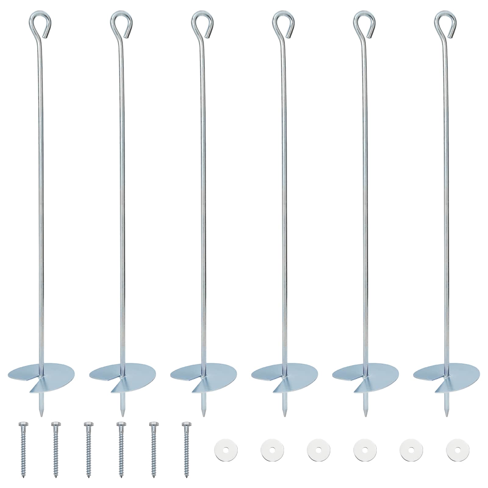 Jordanker 6 pcs Sølv Ø10 x 60 cm Galvaniseret metal