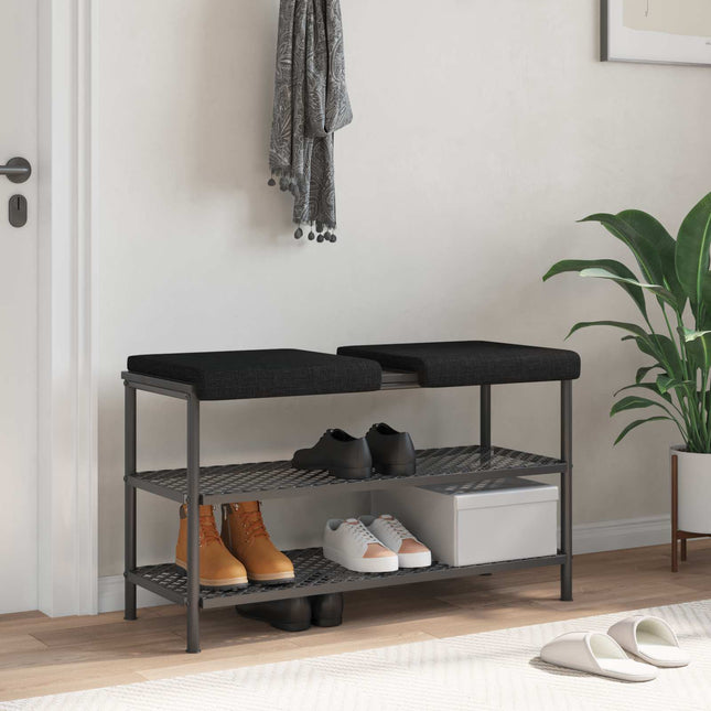 Bænkpude 2 stk. Stof Sort Dybde 35 cm