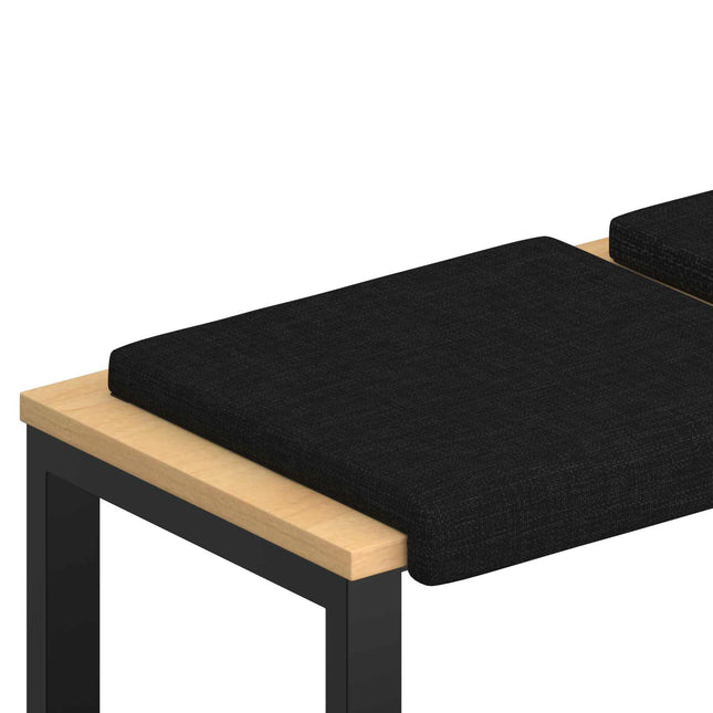 Bænkpude 2 stk. Stof Sort Dybde 35 cm
