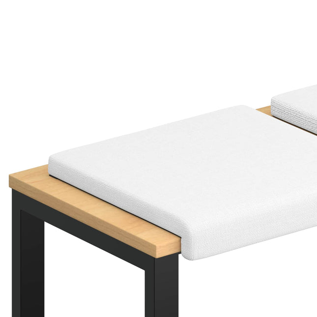 Bænkpude 2 stk. Stof Hvid Dybde 35 cm