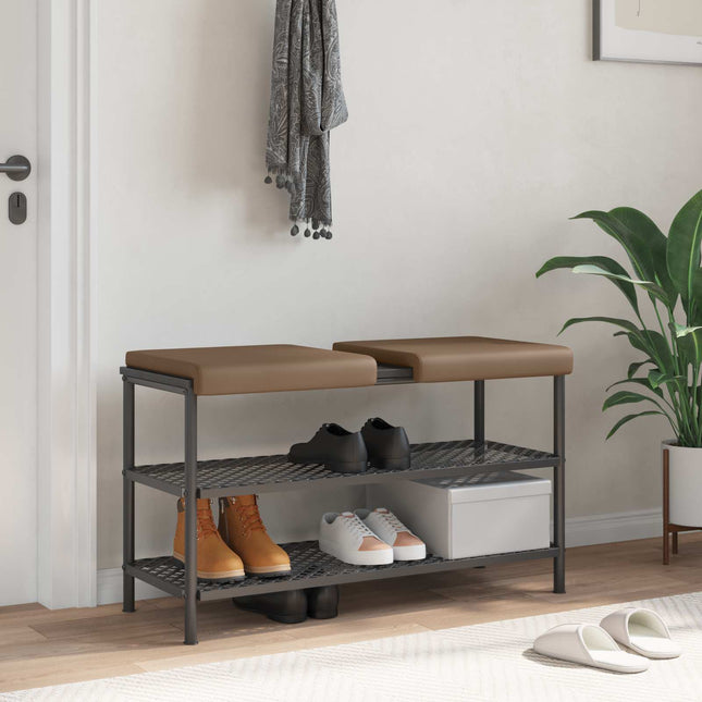 Bænkpude 2 stk. Kunstlæder Cappuccino Dybde 35 cm